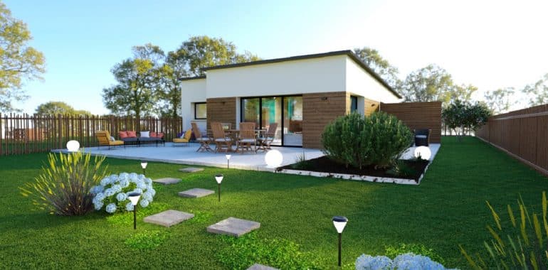 Maison T3 contemporaine avec un bardage en bois, 3 pièces et 92 m2 de surface habitable