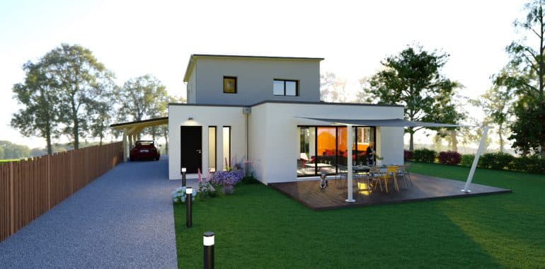 Maison contemporaine T5 dotée d'un carport et d'une terrasse