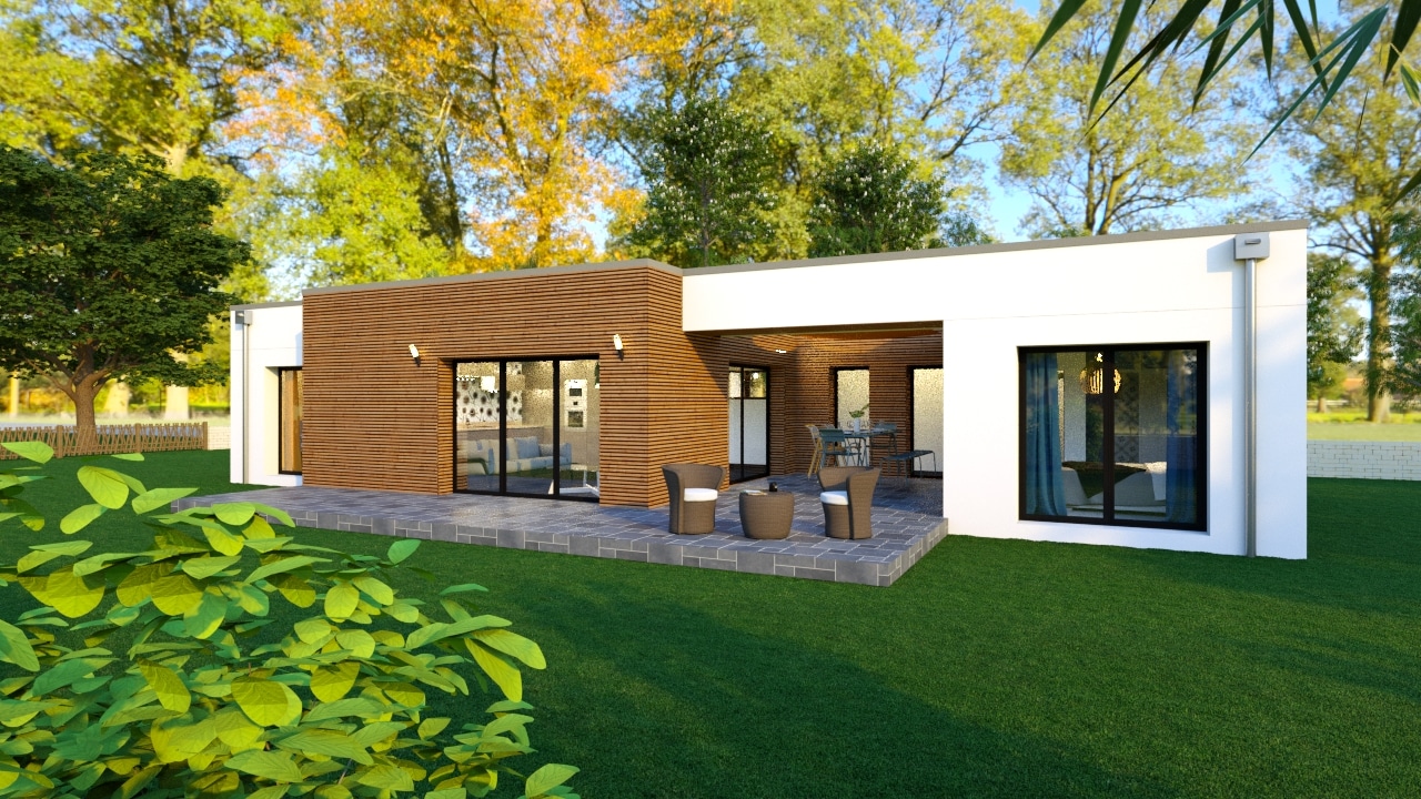 T3 89 m² single storey modern wood cladding