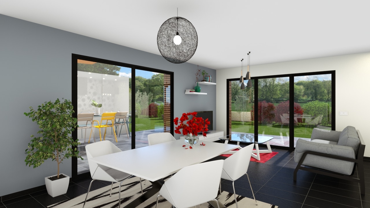 Plain pied T3 89 m² moderne intérieur