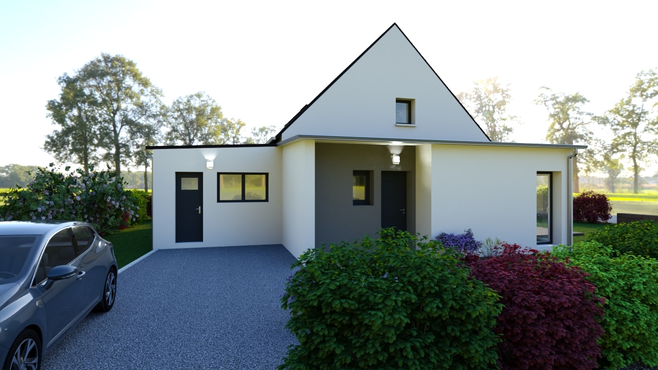 Traditional and contemporary house with triangular roof in Brittany