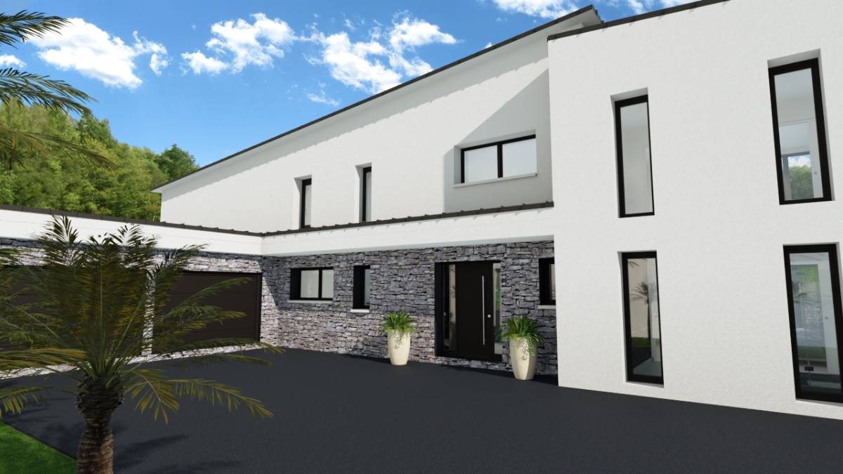 Parking and entrance to a dream home designed by Polimmo La Maison