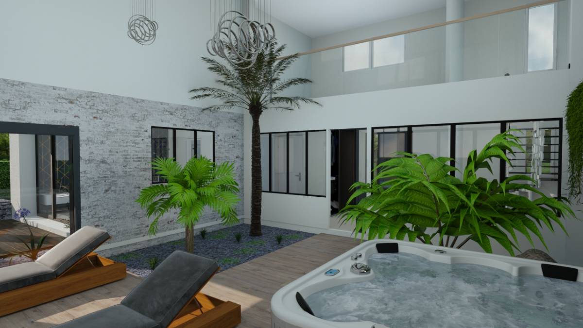 Patio with spa