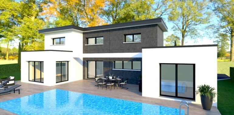 Modélisation 3D maison moderne de 133 m2