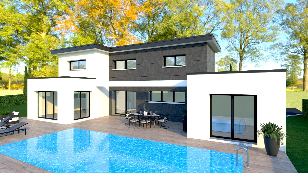 3D-Modellierung modernes Haus von 133 m2