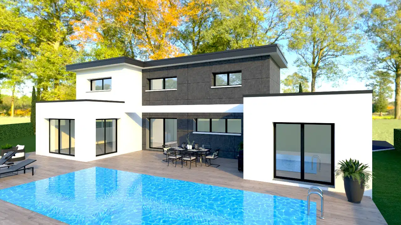 3D-Modellierung modernes Haus von 133 m2