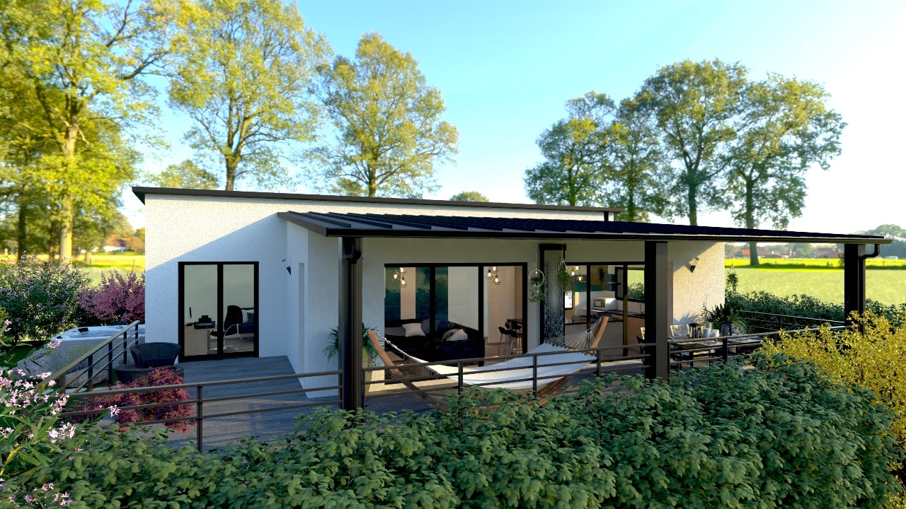 Illustration 3D maison moderne 79 m²