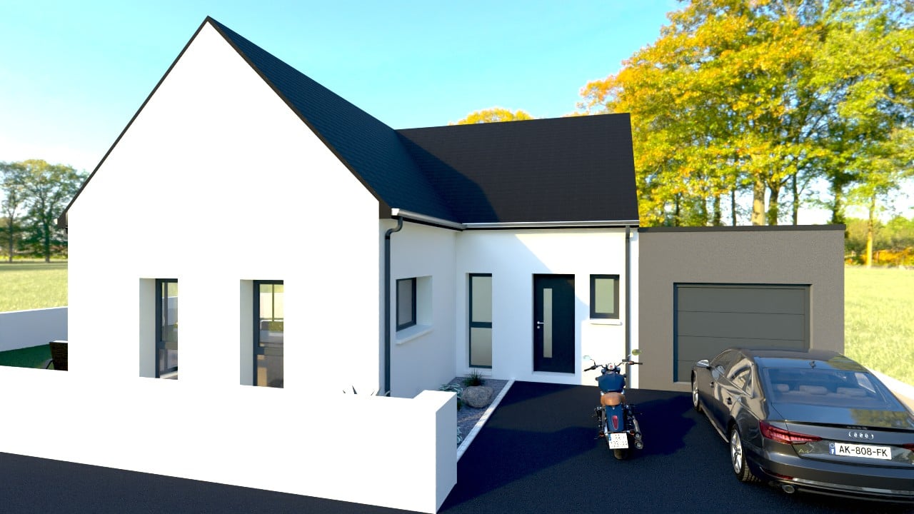 3D illustration of a traditional single-storey house